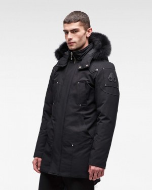 Moose Knuckles Original Stirling Parka Fur Parkas Herr Svarta Svarta | OVKM-01652