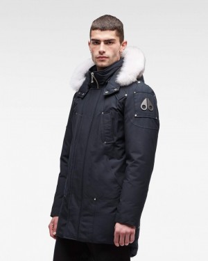 Moose Knuckles Original Stirling Parka Fur Parkas Herr Marinblå | TCQE-27953