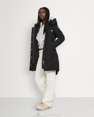 Moose Knuckles Original Stirling Parka Parkas Dam Svarta Svarta | JUZE-89754