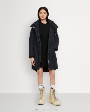 Moose Knuckles Original Stirling Parka Parkas Dam Marinblå Svarta | GYKM-24950