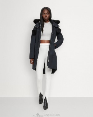 Moose Knuckles Original Stirling Parka Shearling Parkas Dam Marinblå Svarta | KIUW-78431