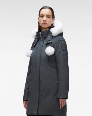 Moose Knuckles Original Stirling Parka Shearling Parkas Dam Granite / Natural Shearling | ZVCB-42810