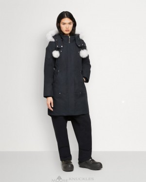 Moose Knuckles Original Stirling Parka Shearling Parkas Dam Marinblå | VNTS-68934