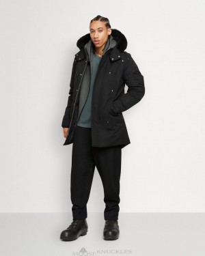 Moose Knuckles Original Stirling Parka Shearling Parkas Herr Svarta Svarta | GQIY-85263
