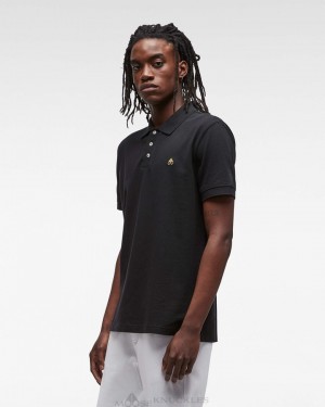 Moose Knuckles Pique Gold Polo Tees Herr Svarta | NUXC-03174