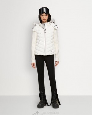 Moose Knuckles Valencia Hybrid Knit Shearling Lightweights Dam Milky Way / Natural Shearling | XEAC-60912